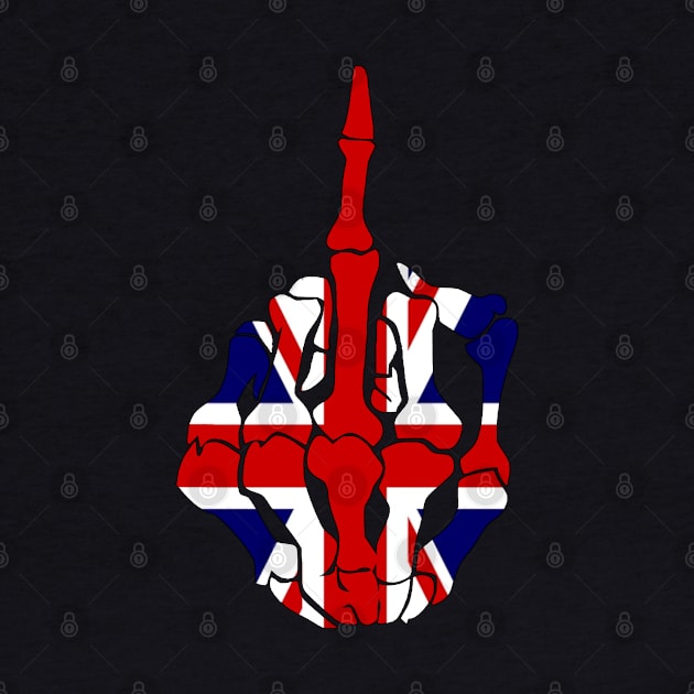 Skeleton Middle Finger United Kingdom Flag by GoodSirWills Place